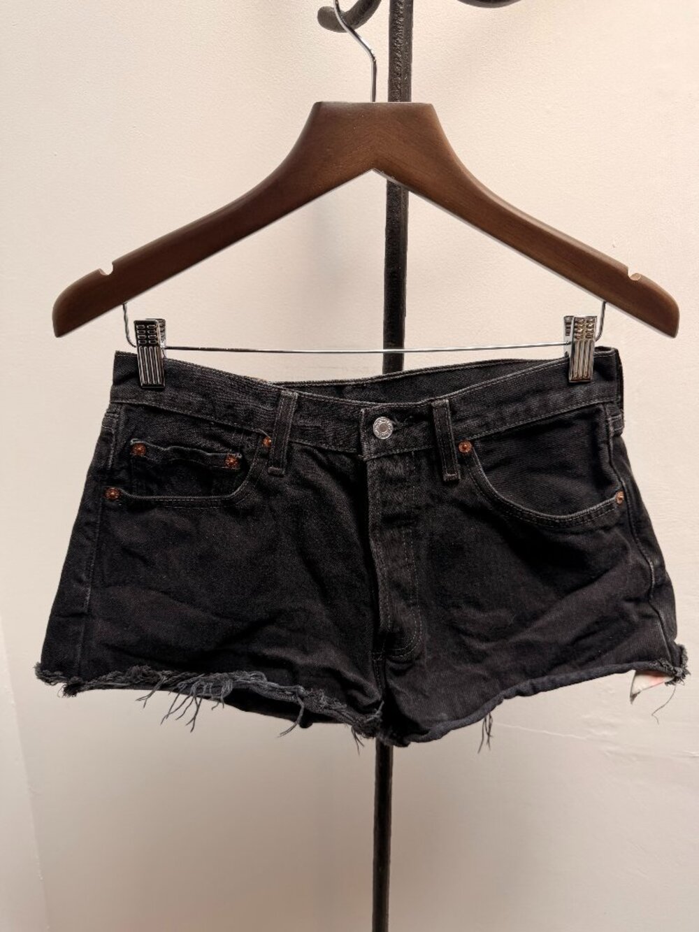 Vintage Levi's 501 Black Denim Cutoff Shorts 30 High Rise